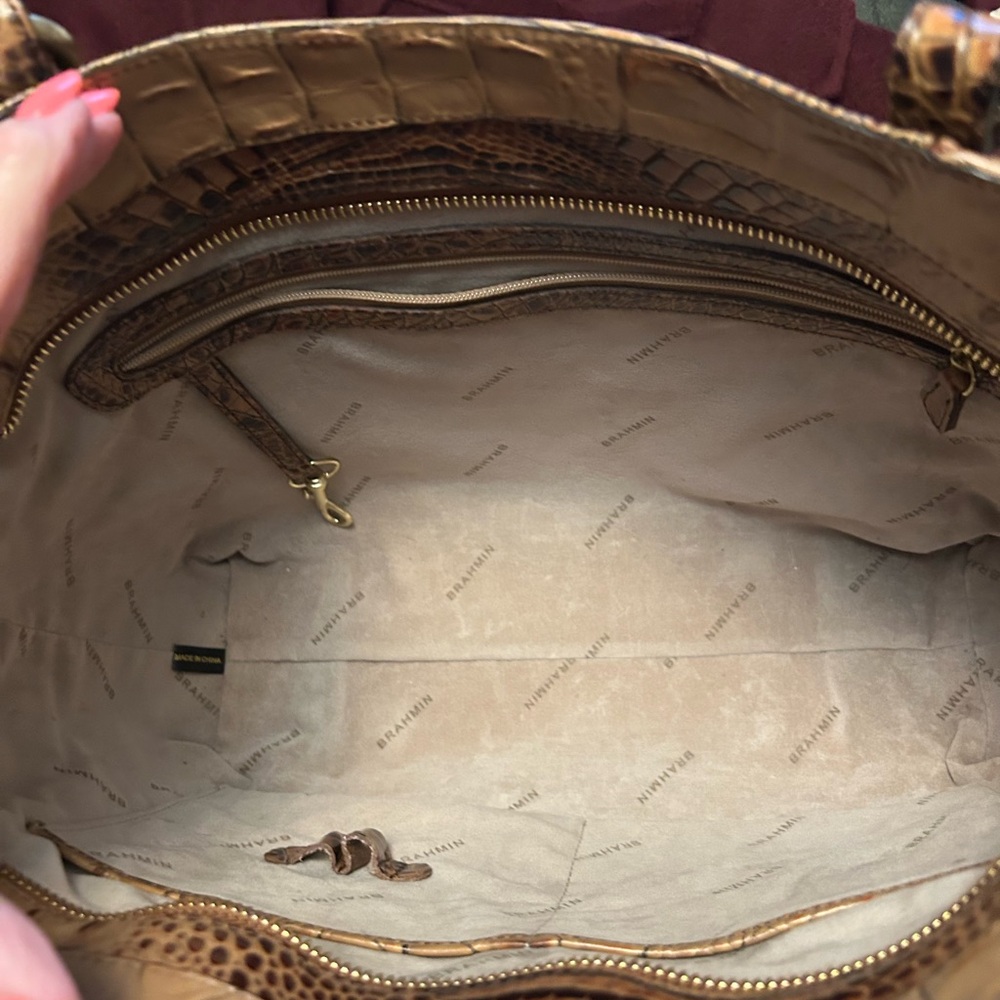 Brahmin Brown Crocodile Embossed Leather Tote - Picture 6 of 7